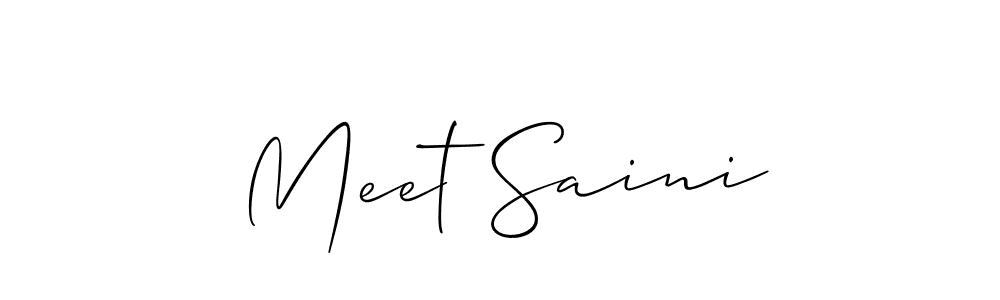 Use a signature maker to create a handwritten signature online. With this signature software, you can design (Allison_Script) your own signature for name Meet Saini. Meet Saini signature style 2 images and pictures png