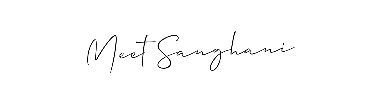 if you are searching for the best signature style for your name Meet Sanghani. so please give up your signature search. here we have designed multiple signature styles  using Allison_Script. Meet Sanghani signature style 2 images and pictures png