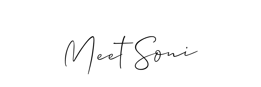 Similarly Allison_Script is the best handwritten signature design. Signature creator online .You can use it as an online autograph creator for name Meet Soni. Meet Soni signature style 2 images and pictures png