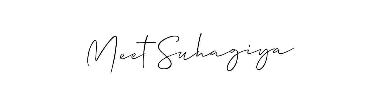 Allison_Script is a professional signature style that is perfect for those who want to add a touch of class to their signature. It is also a great choice for those who want to make their signature more unique. Get Meet Suhagiya name to fancy signature for free. Meet Suhagiya signature style 2 images and pictures png