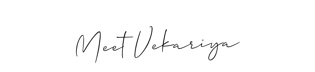 Also we have Meet Vekariya name is the best signature style. Create professional handwritten signature collection using Allison_Script autograph style. Meet Vekariya signature style 2 images and pictures png