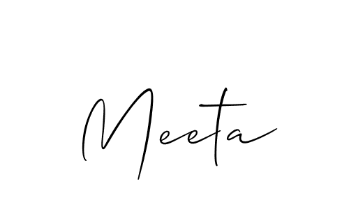 The best way (Allison_Script) to make a short signature is to pick only two or three words in your name. The name Meeta include a total of six letters. For converting this name. Meeta signature style 2 images and pictures png