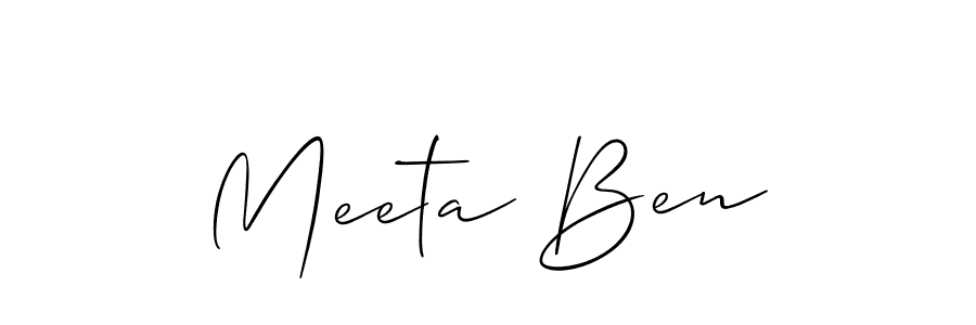 You should practise on your own different ways (Allison_Script) to write your name (Meeta Ben) in signature. don't let someone else do it for you. Meeta Ben signature style 2 images and pictures png