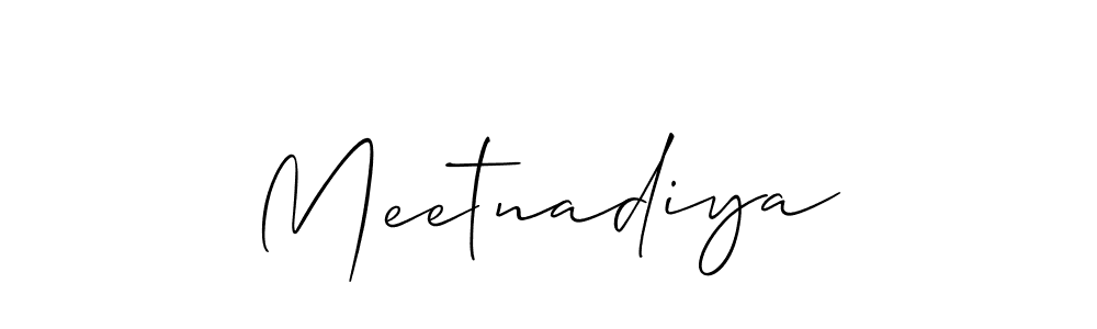 How to make Meetnadiya signature? Allison_Script is a professional autograph style. Create handwritten signature for Meetnadiya name. Meetnadiya signature style 2 images and pictures png