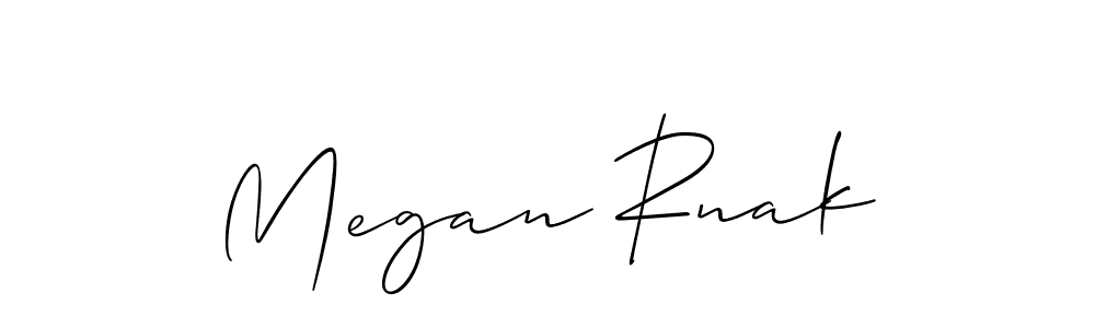 How to make Megan Rnak name signature. Use Allison_Script style for creating short signs online. This is the latest handwritten sign. Megan Rnak signature style 2 images and pictures png