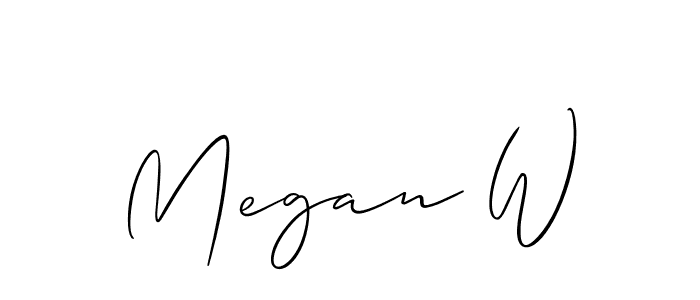 How to make Megan W name signature. Use Allison_Script style for creating short signs online. This is the latest handwritten sign. Megan W signature style 2 images and pictures png