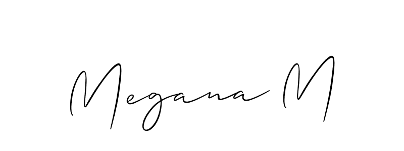 Create a beautiful signature design for name Megana M. With this signature (Allison_Script) fonts, you can make a handwritten signature for free. Megana M signature style 2 images and pictures png