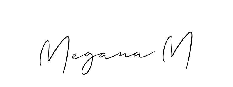 Create a beautiful signature design for name Megana M. With this signature (Allison_Script) fonts, you can make a handwritten signature for free. Megana M signature style 2 images and pictures png