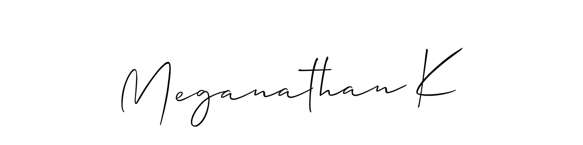 How to make Meganathan K signature? Allison_Script is a professional autograph style. Create handwritten signature for Meganathan K name. Meganathan K signature style 2 images and pictures png