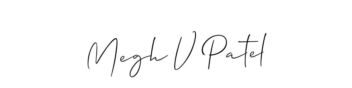Also You can easily find your signature by using the search form. We will create Megh V Patel name handwritten signature images for you free of cost using Allison_Script sign style. Megh V Patel signature style 2 images and pictures png