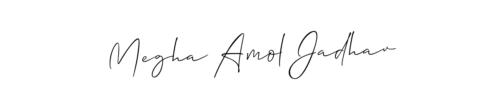 Allison_Script is a professional signature style that is perfect for those who want to add a touch of class to their signature. It is also a great choice for those who want to make their signature more unique. Get Megha Amol Jadhav name to fancy signature for free. Megha Amol Jadhav signature style 2 images and pictures png