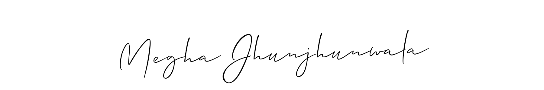Make a short Megha Jhunjhunwala signature style. Manage your documents anywhere anytime using Allison_Script. Create and add eSignatures, submit forms, share and send files easily. Megha Jhunjhunwala signature style 2 images and pictures png