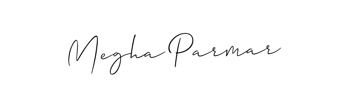 The best way (Allison_Script) to make a short signature is to pick only two or three words in your name. The name Megha Parmar include a total of six letters. For converting this name. Megha Parmar signature style 2 images and pictures png