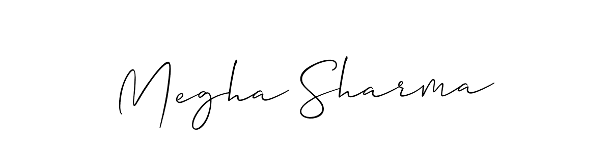 Make a beautiful signature design for name Megha Sharma. With this signature (Allison_Script) style, you can create a handwritten signature for free. Megha Sharma signature style 2 images and pictures png