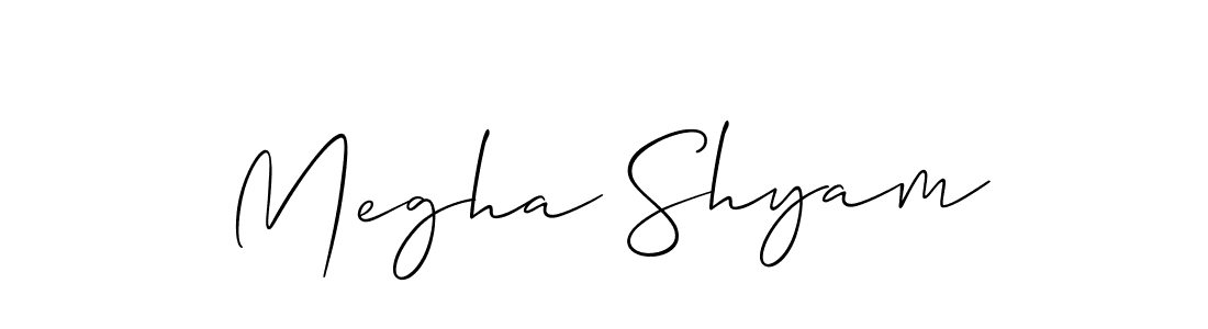 Allison_Script is a professional signature style that is perfect for those who want to add a touch of class to their signature. It is also a great choice for those who want to make their signature more unique. Get Megha Shyam name to fancy signature for free. Megha Shyam signature style 2 images and pictures png