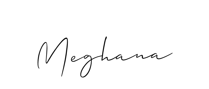 Make a beautiful signature design for name Meghana. With this signature (Allison_Script) style, you can create a handwritten signature for free. Meghana signature style 2 images and pictures png
