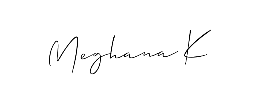 You should practise on your own different ways (Allison_Script) to write your name (Meghana K) in signature. don't let someone else do it for you. Meghana K signature style 2 images and pictures png
