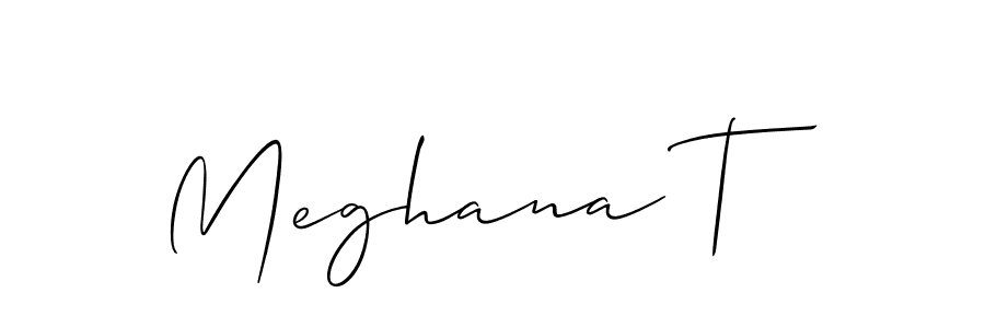 Use a signature maker to create a handwritten signature online. With this signature software, you can design (Allison_Script) your own signature for name Meghana T. Meghana T signature style 2 images and pictures png