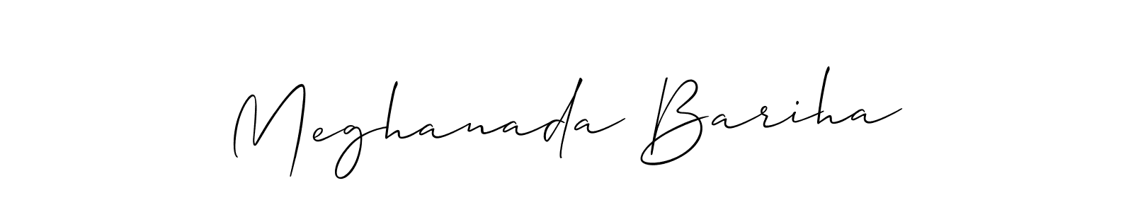 Make a short Meghanada Bariha signature style. Manage your documents anywhere anytime using Allison_Script. Create and add eSignatures, submit forms, share and send files easily. Meghanada Bariha signature style 2 images and pictures png