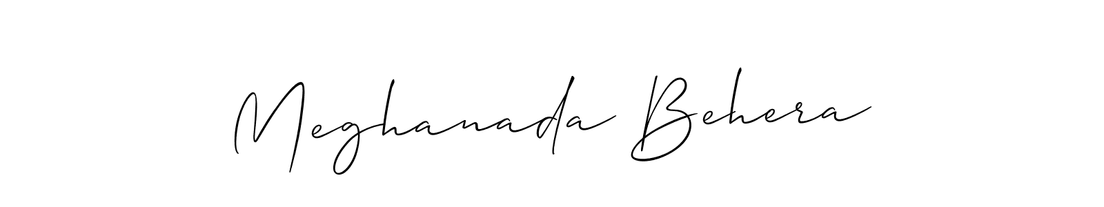 Make a beautiful signature design for name Meghanada Behera. With this signature (Allison_Script) style, you can create a handwritten signature for free. Meghanada Behera signature style 2 images and pictures png