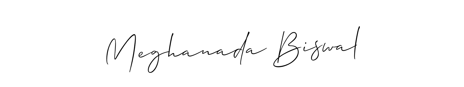 How to make Meghanada Biswal signature? Allison_Script is a professional autograph style. Create handwritten signature for Meghanada Biswal name. Meghanada Biswal signature style 2 images and pictures png