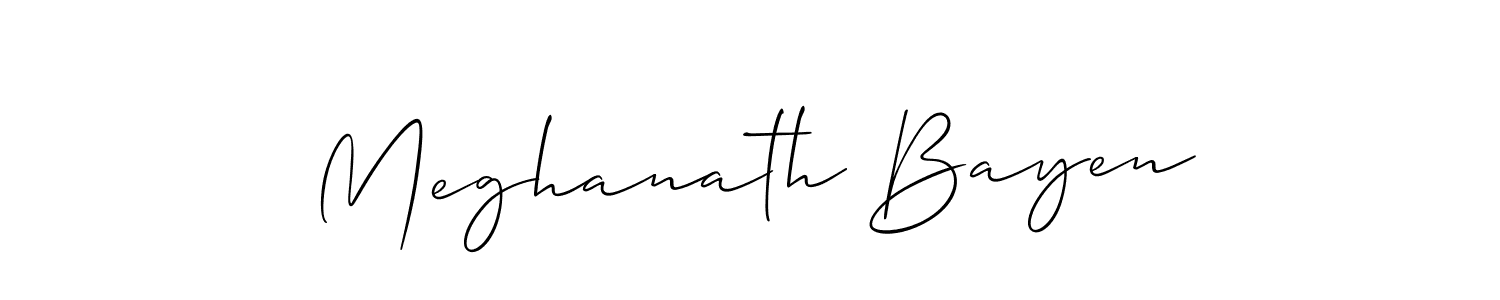 Create a beautiful signature design for name Meghanath Bayen. With this signature (Allison_Script) fonts, you can make a handwritten signature for free. Meghanath Bayen signature style 2 images and pictures png