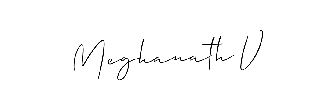 if you are searching for the best signature style for your name Meghanath V. so please give up your signature search. here we have designed multiple signature styles  using Allison_Script. Meghanath V signature style 2 images and pictures png