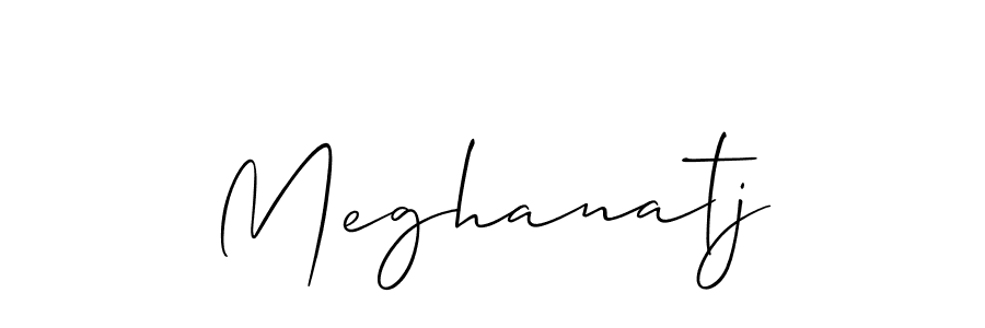 The best way (Allison_Script) to make a short signature is to pick only two or three words in your name. The name Meghanatj include a total of six letters. For converting this name. Meghanatj signature style 2 images and pictures png