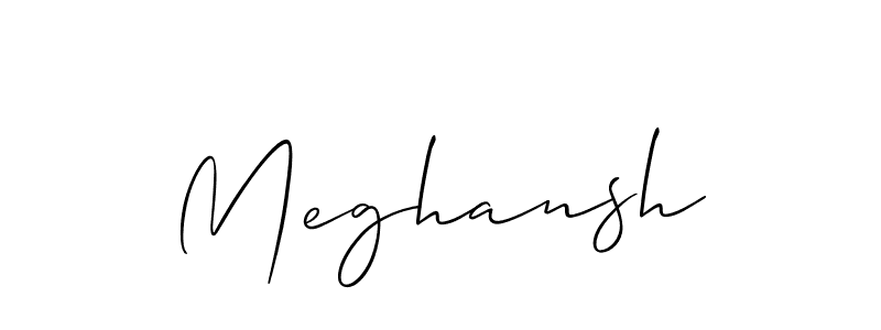 The best way (Allison_Script) to make a short signature is to pick only two or three words in your name. The name Meghansh include a total of six letters. For converting this name. Meghansh signature style 2 images and pictures png