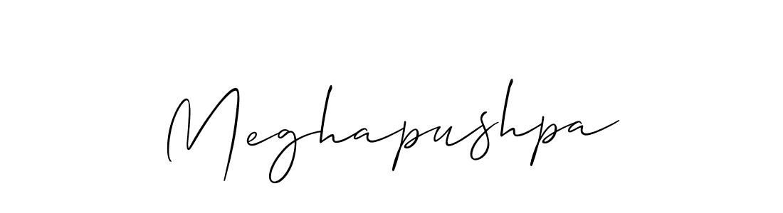 Allison_Script is a professional signature style that is perfect for those who want to add a touch of class to their signature. It is also a great choice for those who want to make their signature more unique. Get Meghapushpa name to fancy signature for free. Meghapushpa signature style 2 images and pictures png