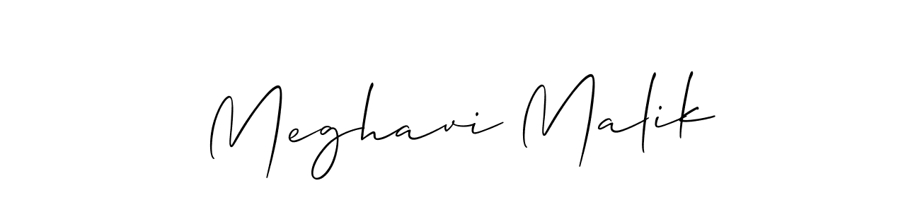 Create a beautiful signature design for name Meghavi Malik. With this signature (Allison_Script) fonts, you can make a handwritten signature for free. Meghavi Malik signature style 2 images and pictures png