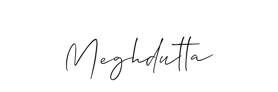 Use a signature maker to create a handwritten signature online. With this signature software, you can design (Allison_Script) your own signature for name Meghdutta. Meghdutta signature style 2 images and pictures png