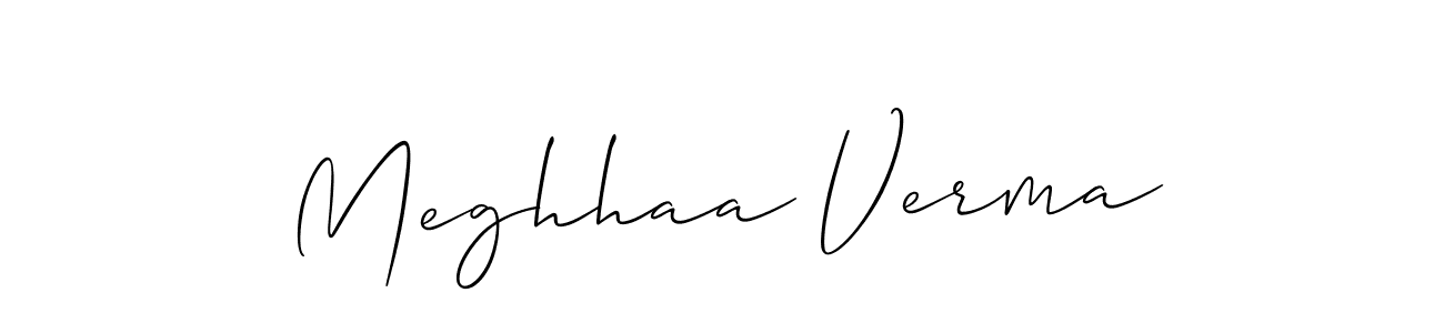 Allison_Script is a professional signature style that is perfect for those who want to add a touch of class to their signature. It is also a great choice for those who want to make their signature more unique. Get Meghhaa Verma name to fancy signature for free. Meghhaa Verma signature style 2 images and pictures png