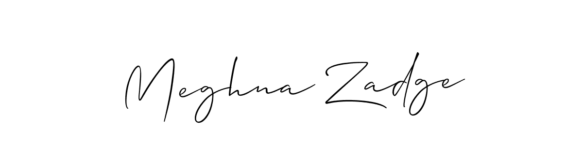 Create a beautiful signature design for name Meghna Zadge. With this signature (Allison_Script) fonts, you can make a handwritten signature for free. Meghna Zadge signature style 2 images and pictures png