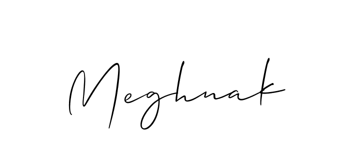 Use a signature maker to create a handwritten signature online. With this signature software, you can design (Allison_Script) your own signature for name Meghnak. Meghnak signature style 2 images and pictures png