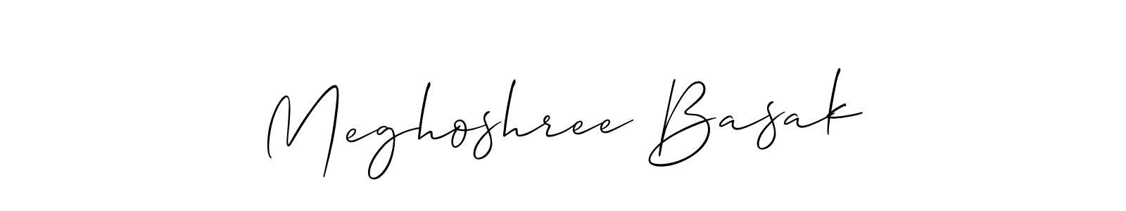 Create a beautiful signature design for name Meghoshree Basak. With this signature (Allison_Script) fonts, you can make a handwritten signature for free. Meghoshree Basak signature style 2 images and pictures png