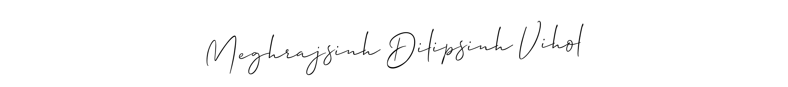 Design your own signature with our free online signature maker. With this signature software, you can create a handwritten (Allison_Script) signature for name Meghrajsinh Dilipsinh Vihol. Meghrajsinh Dilipsinh Vihol signature style 2 images and pictures png