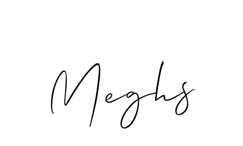 Use a signature maker to create a handwritten signature online. With this signature software, you can design (Allison_Script) your own signature for name Meghs. Meghs signature style 2 images and pictures png