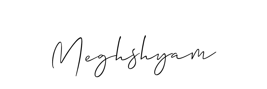 Use a signature maker to create a handwritten signature online. With this signature software, you can design (Allison_Script) your own signature for name Meghshyam. Meghshyam signature style 2 images and pictures png