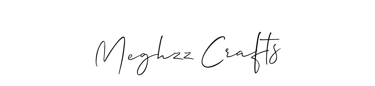 Allison_Script is a professional signature style that is perfect for those who want to add a touch of class to their signature. It is also a great choice for those who want to make their signature more unique. Get Meghzz Crafts name to fancy signature for free. Meghzz Crafts signature style 2 images and pictures png