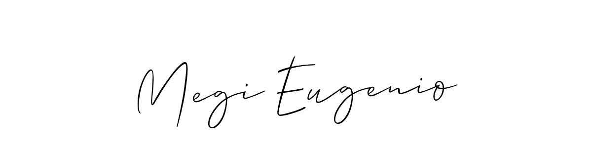 The best way (Allison_Script) to make a short signature is to pick only two or three words in your name. The name Megi Eugenio include a total of six letters. For converting this name. Megi Eugenio signature style 2 images and pictures png