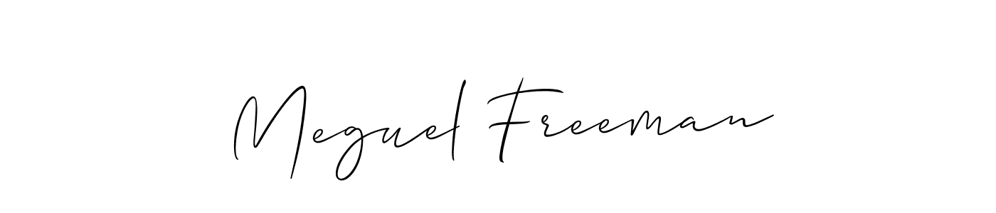 Create a beautiful signature design for name Meguel Freeman. With this signature (Allison_Script) fonts, you can make a handwritten signature for free. Meguel Freeman signature style 2 images and pictures png