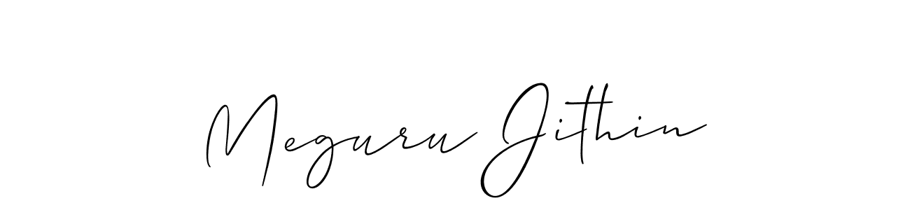 Similarly Allison_Script is the best handwritten signature design. Signature creator online .You can use it as an online autograph creator for name Meguru Jithin. Meguru Jithin signature style 2 images and pictures png