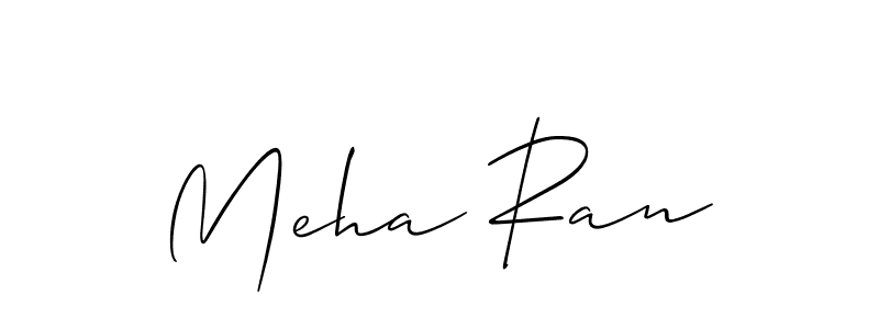 How to make Meha Ran name signature. Use Allison_Script style for creating short signs online. This is the latest handwritten sign. Meha Ran signature style 2 images and pictures png