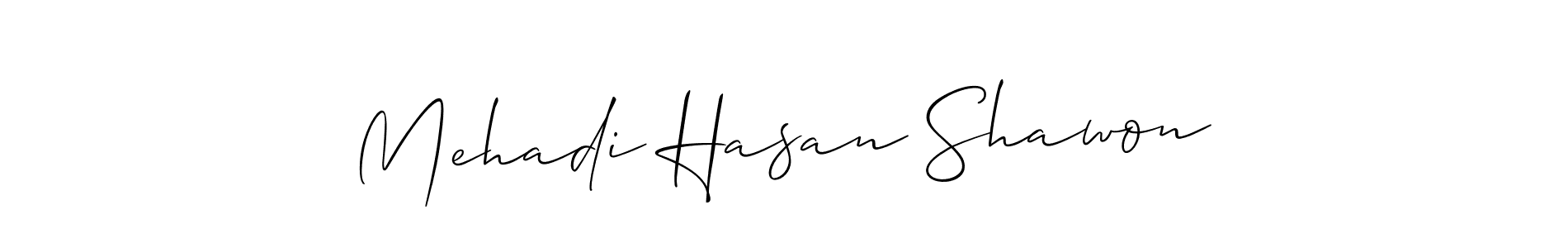 if you are searching for the best signature style for your name Mehadi Hasan Shawon. so please give up your signature search. here we have designed multiple signature styles  using Allison_Script. Mehadi Hasan Shawon signature style 2 images and pictures png