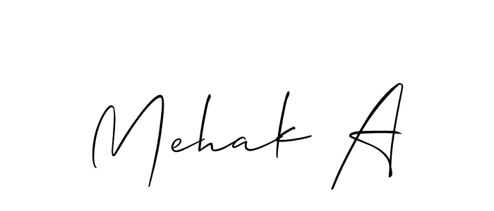 The best way (Allison_Script) to make a short signature is to pick only two or three words in your name. The name Mehak A include a total of six letters. For converting this name. Mehak A signature style 2 images and pictures png