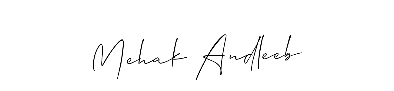 How to make Mehak Andleeb name signature. Use Allison_Script style for creating short signs online. This is the latest handwritten sign. Mehak Andleeb signature style 2 images and pictures png
