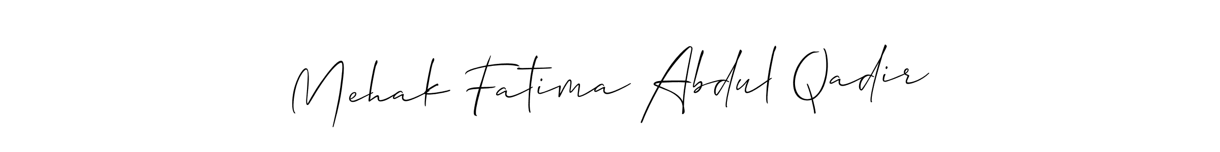 How to make Mehak Fatima Abdul Qadir signature? Allison_Script is a professional autograph style. Create handwritten signature for Mehak Fatima Abdul Qadir name. Mehak Fatima Abdul Qadir signature style 2 images and pictures png