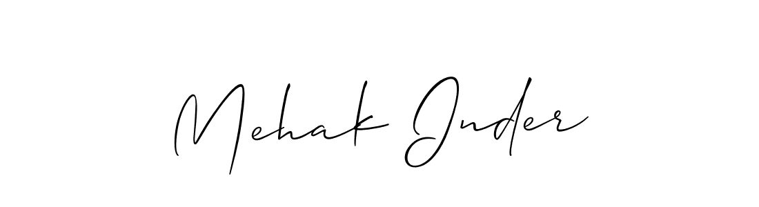 Create a beautiful signature design for name Mehak Inder. With this signature (Allison_Script) fonts, you can make a handwritten signature for free. Mehak Inder signature style 2 images and pictures png