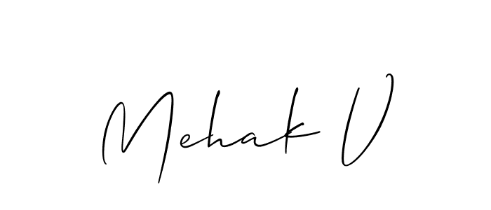 How to make Mehak V signature? Allison_Script is a professional autograph style. Create handwritten signature for Mehak V name. Mehak V signature style 2 images and pictures png